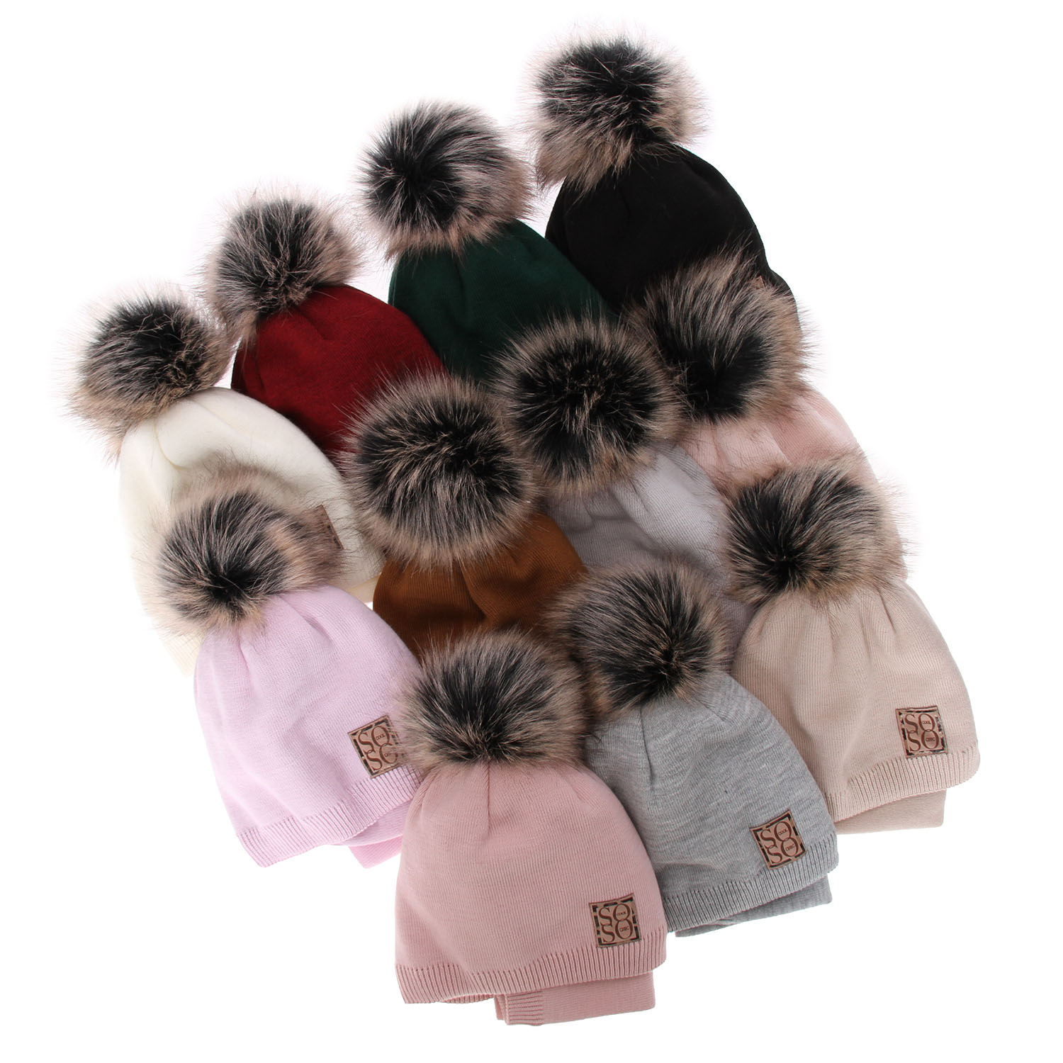 Set invernale bambina: berretto e scaldacollo, camel, con pompon, Apolinka