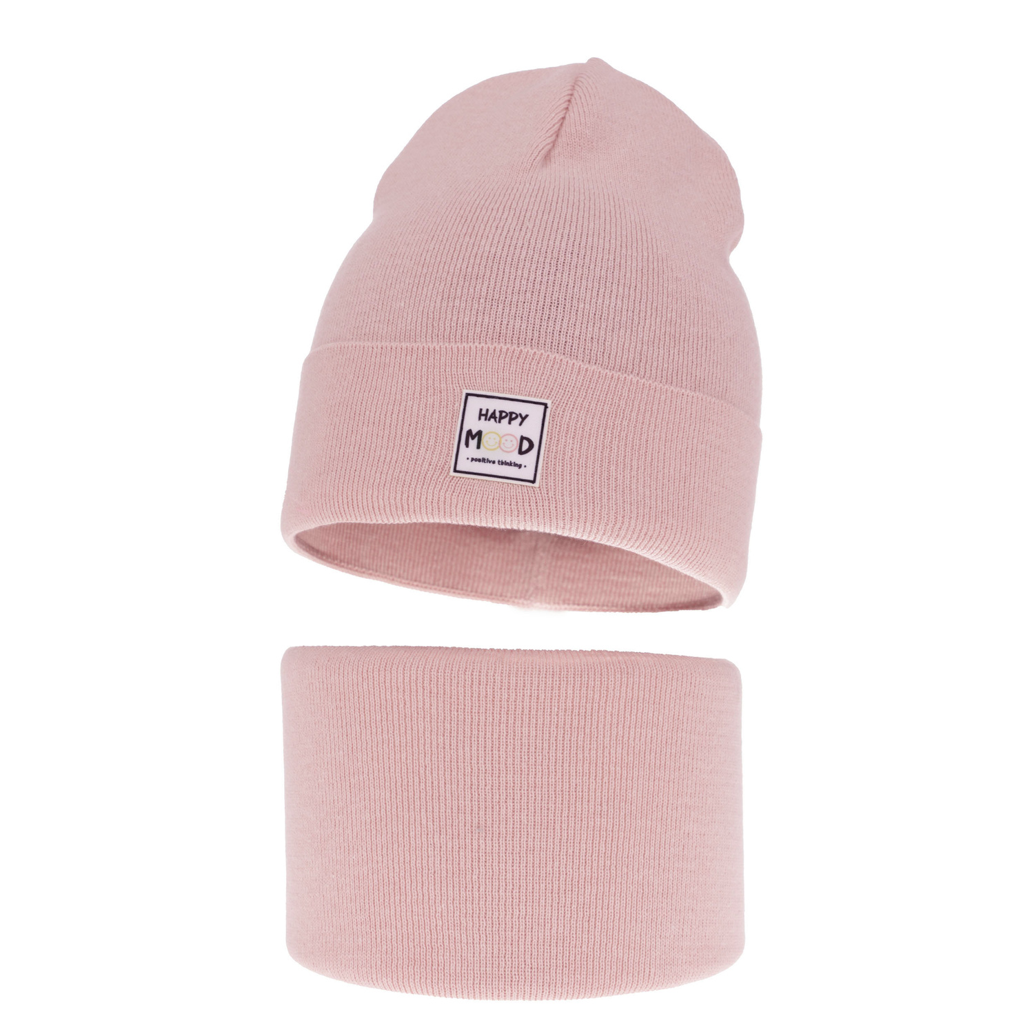 Set autunno/primavera bambina: berretto e scaldacollo, con cotone, rosa, Mersila