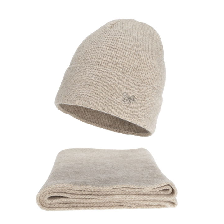 Set invernale donna: berretto e sciarpa, beige, Rava