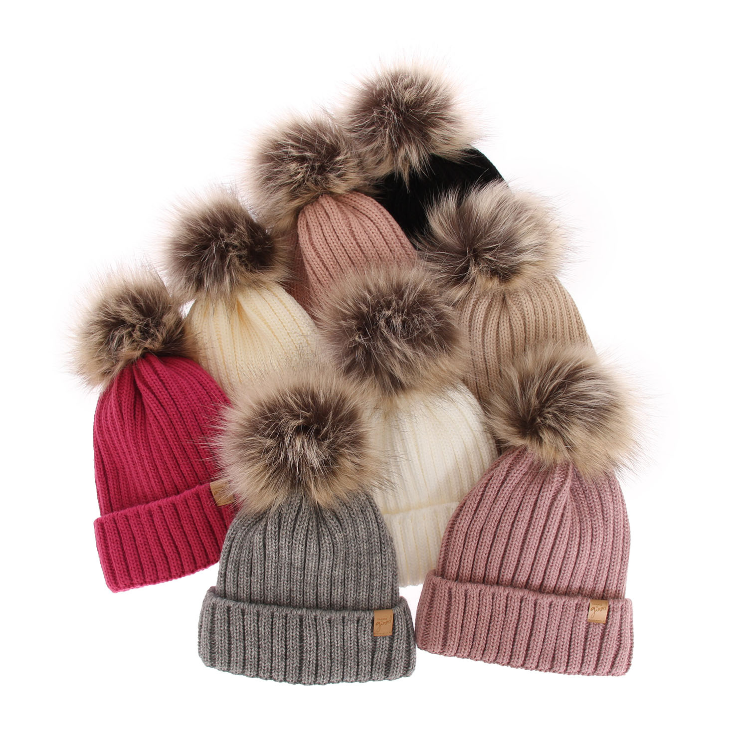 Berretto invernale donna, rosa, con pompon, Europa