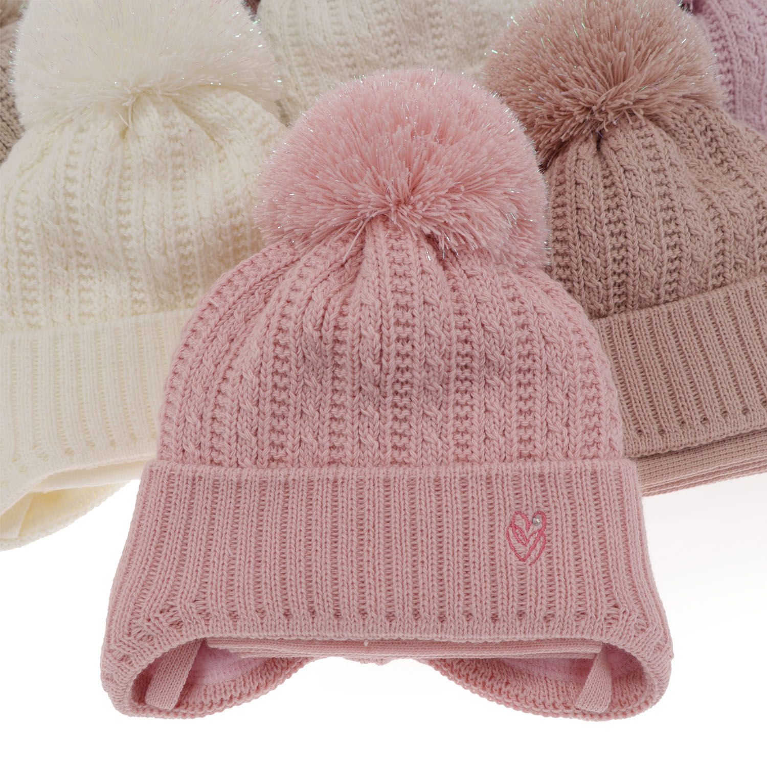 Set invernale bambina: berretto e sciarpa, grigio, con pompon, con lacci, Marisa