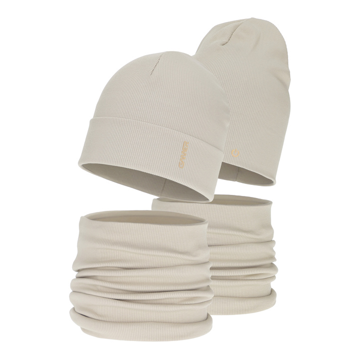 Set autunno/primavera bambino (berretto e scaldacollo), di cotone, beige, Desider