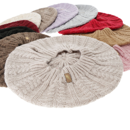 Beret donna invernale, beige chiaro, con lana merino, Senja