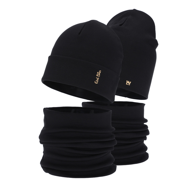 Set autunno/primavera bambina: berretto e scaldacollo, cotone, nero, Carina