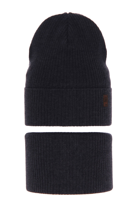 Set autunno/primavera bambino: berretto e scaldacollo, con cotone, blu scuro, Dragon