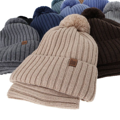 Set invernale bambino: berretto e scaldacollo, 100% Lana Merino, foderato in cotone, grigio chiaro, Tolmar