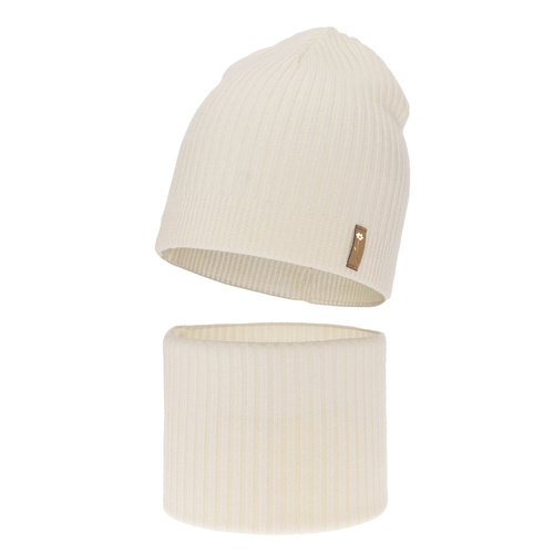 Set autunno/primavera bambina: berretto e scaldacollo, crema, 100% Lana Merino, Chelsie