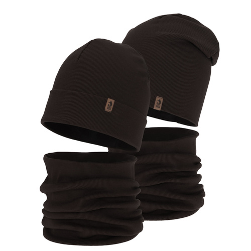 Set autunno/primavera bambino (berretto e scaldacollo), ciemnobrązowy, Amalfi