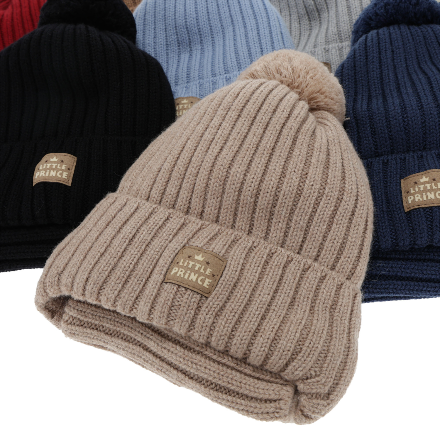 Set invernale bambino (berretto e scaldacollo), grigio, 100% Lana Merino, foderato in cotone, con lacci, Masil