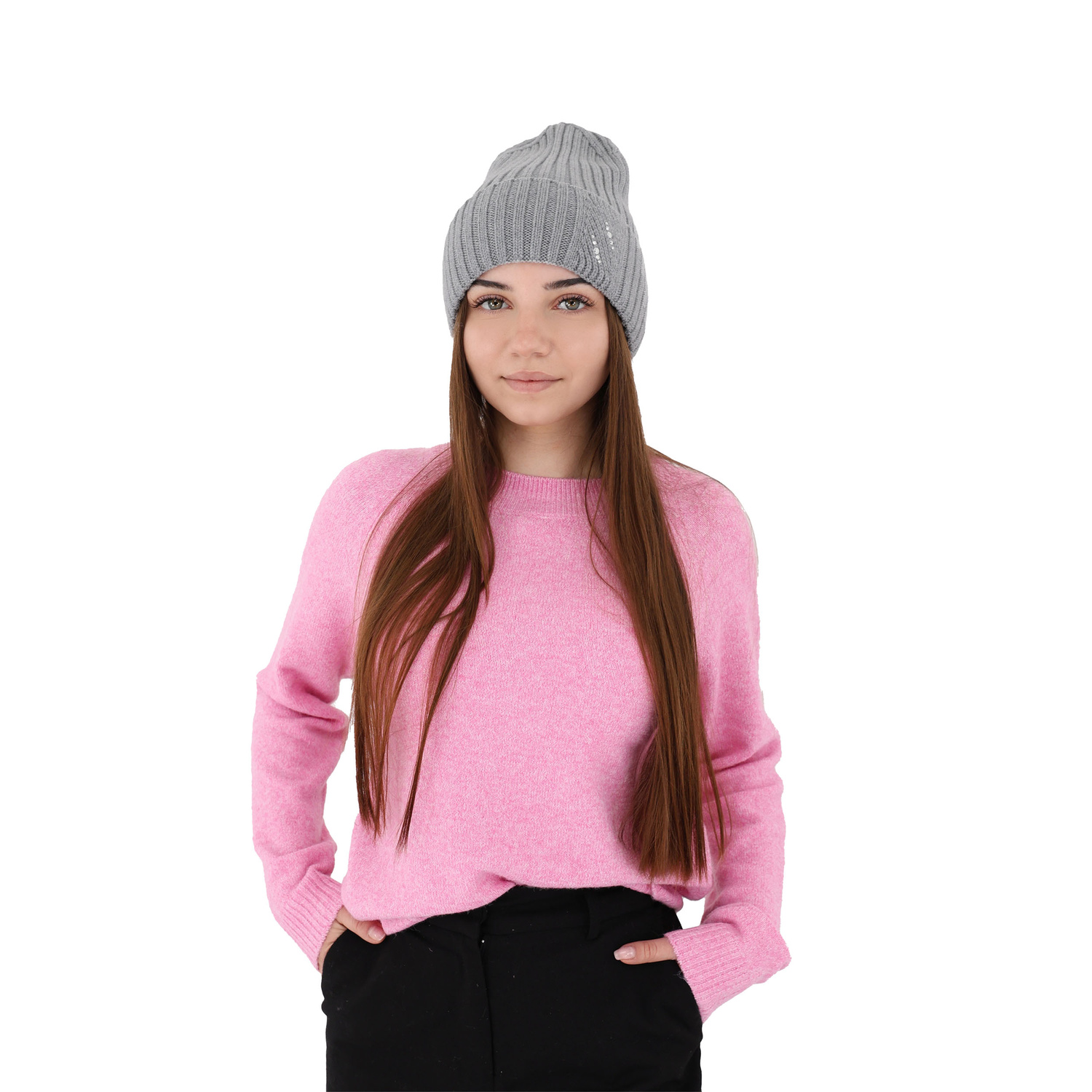 Berretto invernale donna, grigio, 100% Lana Merino, Ariga