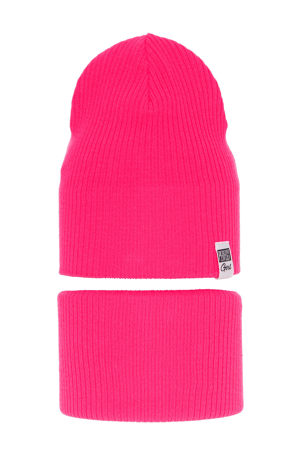 Set autunno/primavera bambina: berretto e scaldacollo, con cotone, rosa, Farinka