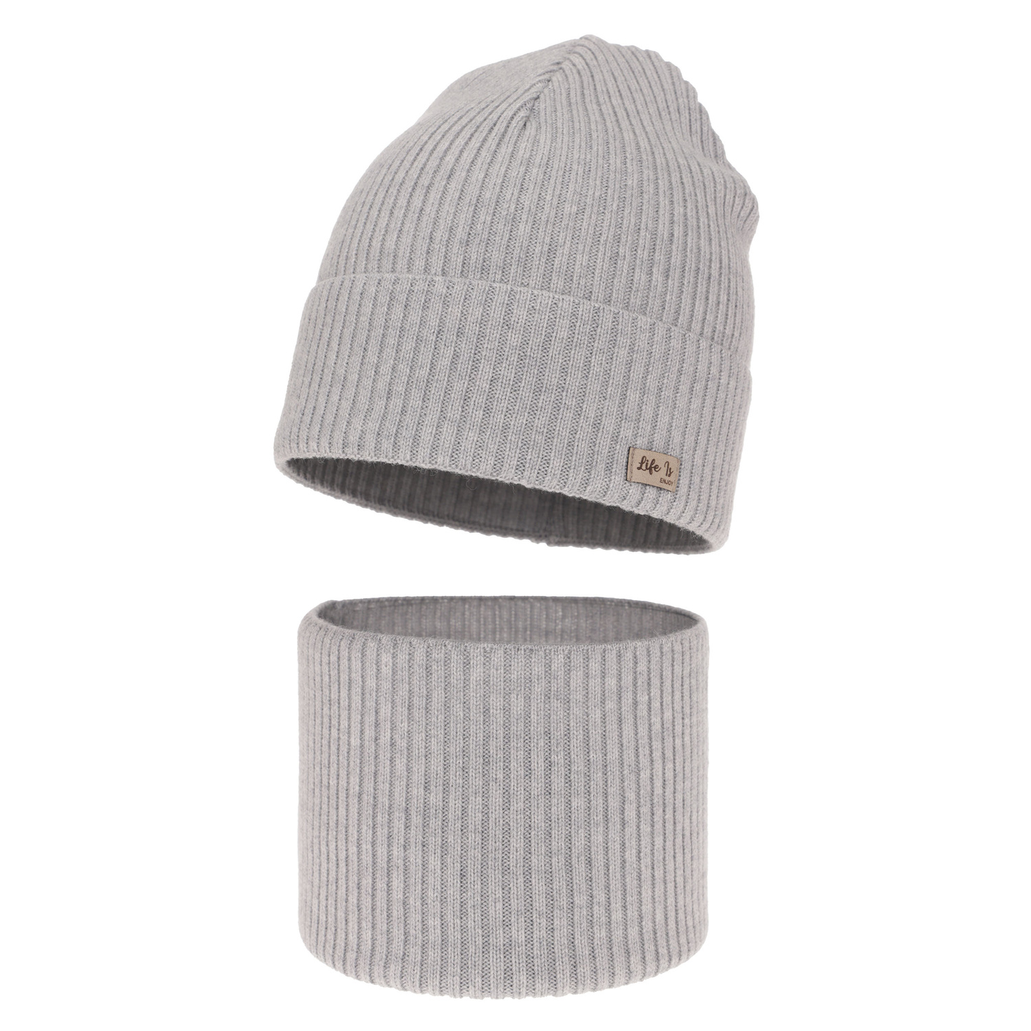 Set autunno/primavera bambina: berretto e scaldacollo, grigio, 100% Lana Merino, Itra