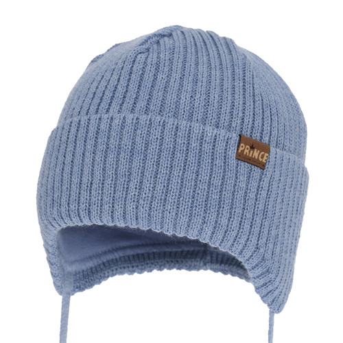 Berretto invernale bambino, con lacci, con lana merino, blu, Puser