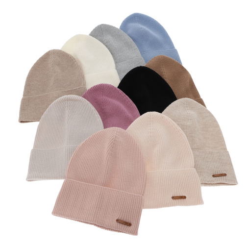 Berretto autunno/inverno donna, rosa chiaro, 100% Lana Merino, Flerra