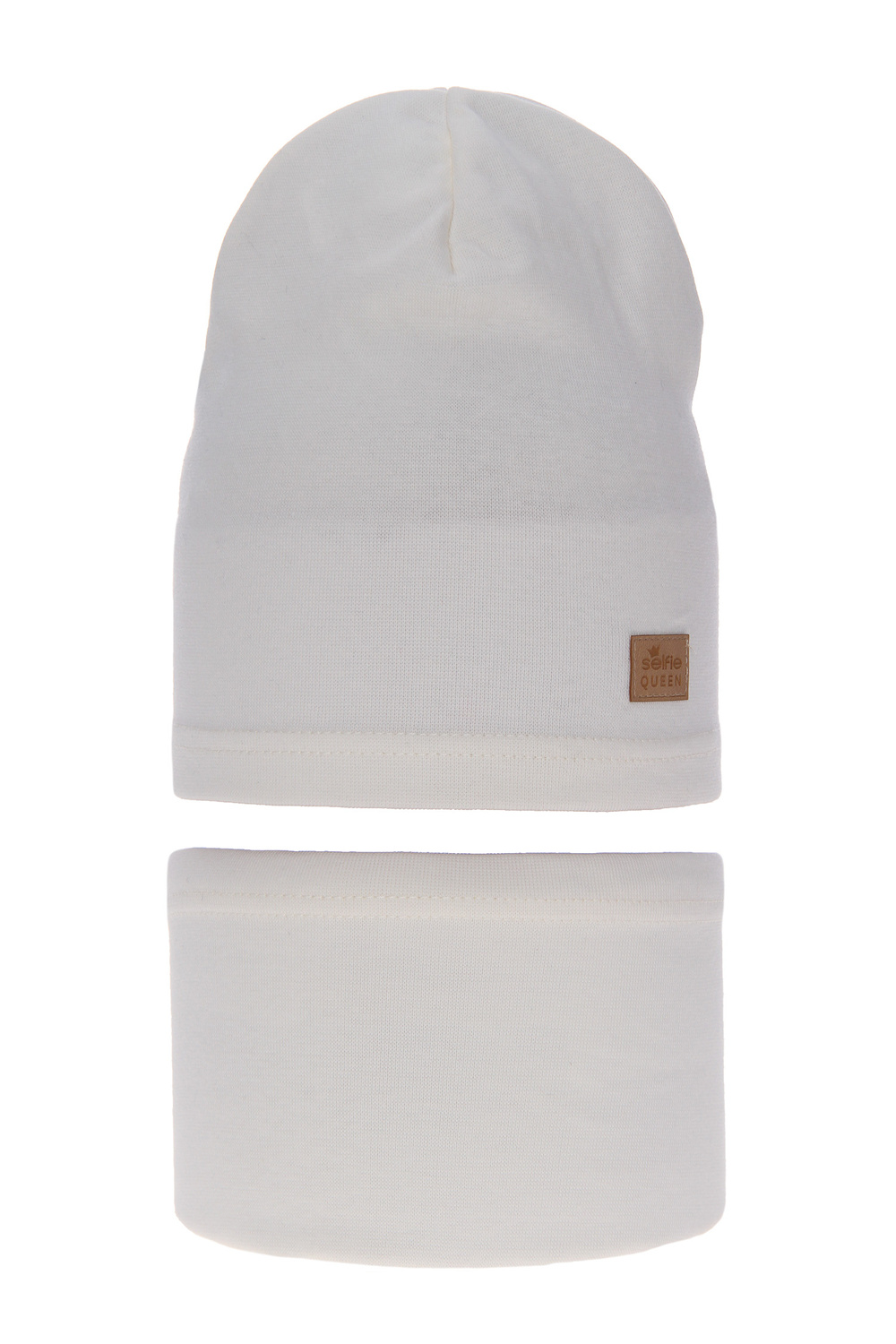 Set autunno/primavera bambina: berretto e scaldacollo, crema, cotone, Selfie