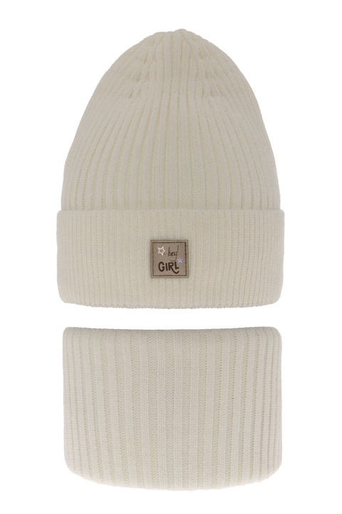 Set invernale bambina: berretto e scaldacollo, crema, Georgina