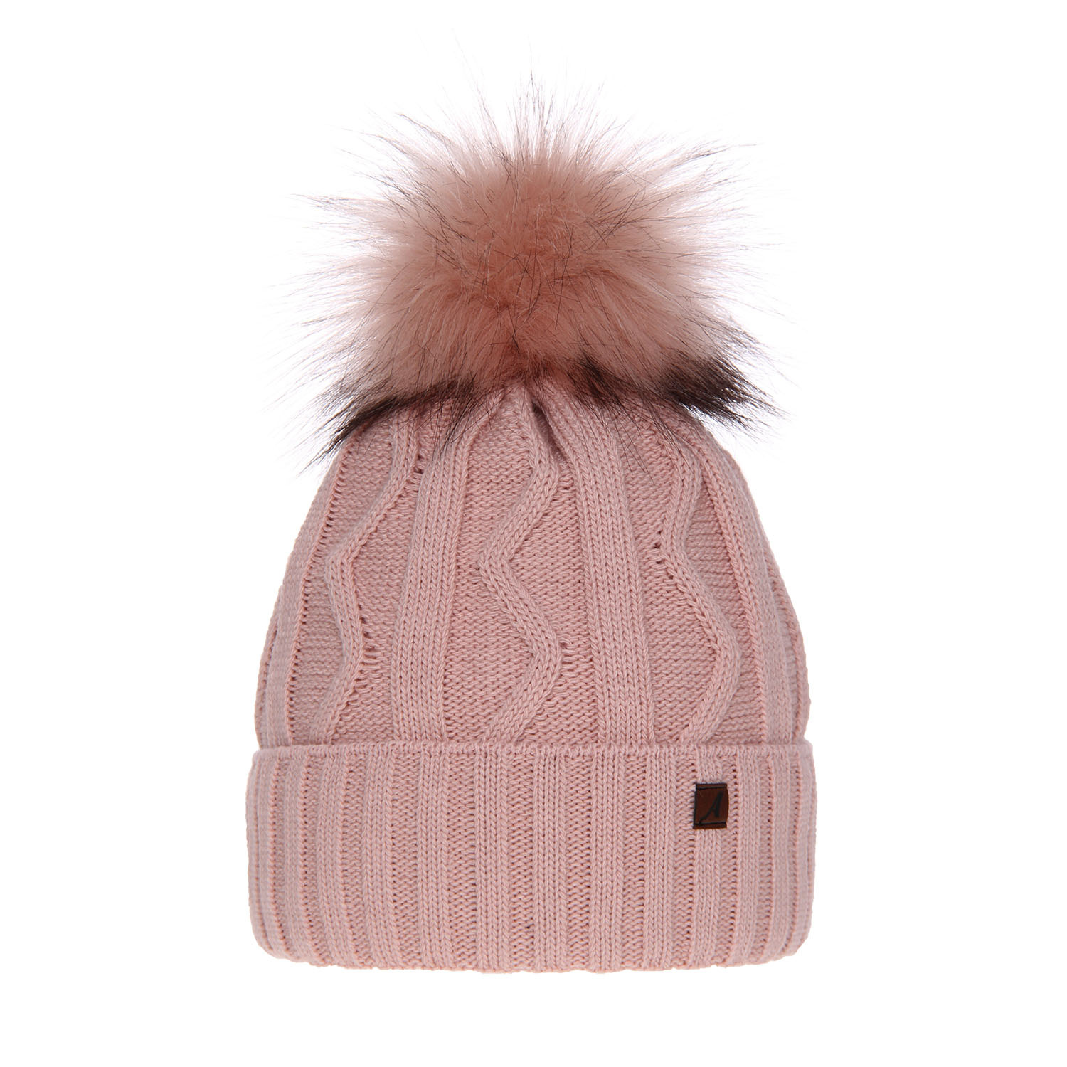 Berretto invernale donna, rosa, con pompon, Renika