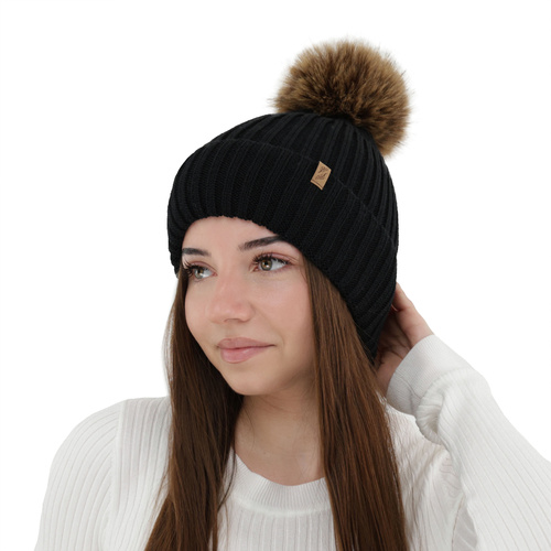 Berretto invernale donna, viola, con lana merino, Zamira