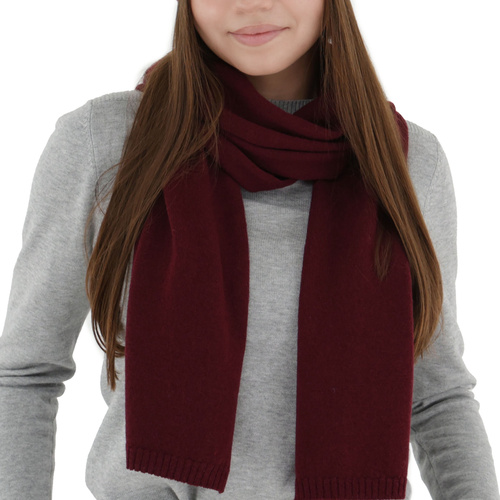 Sciarpa invernale donna, bordeaux, lana merino con cashmere, Irenia
