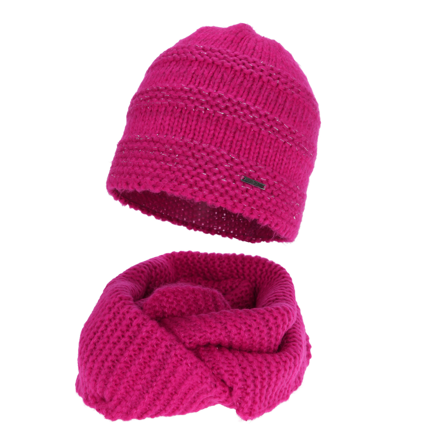 Set invernale (berretto e scaldacollo), amaranto, con lana merino, Driva