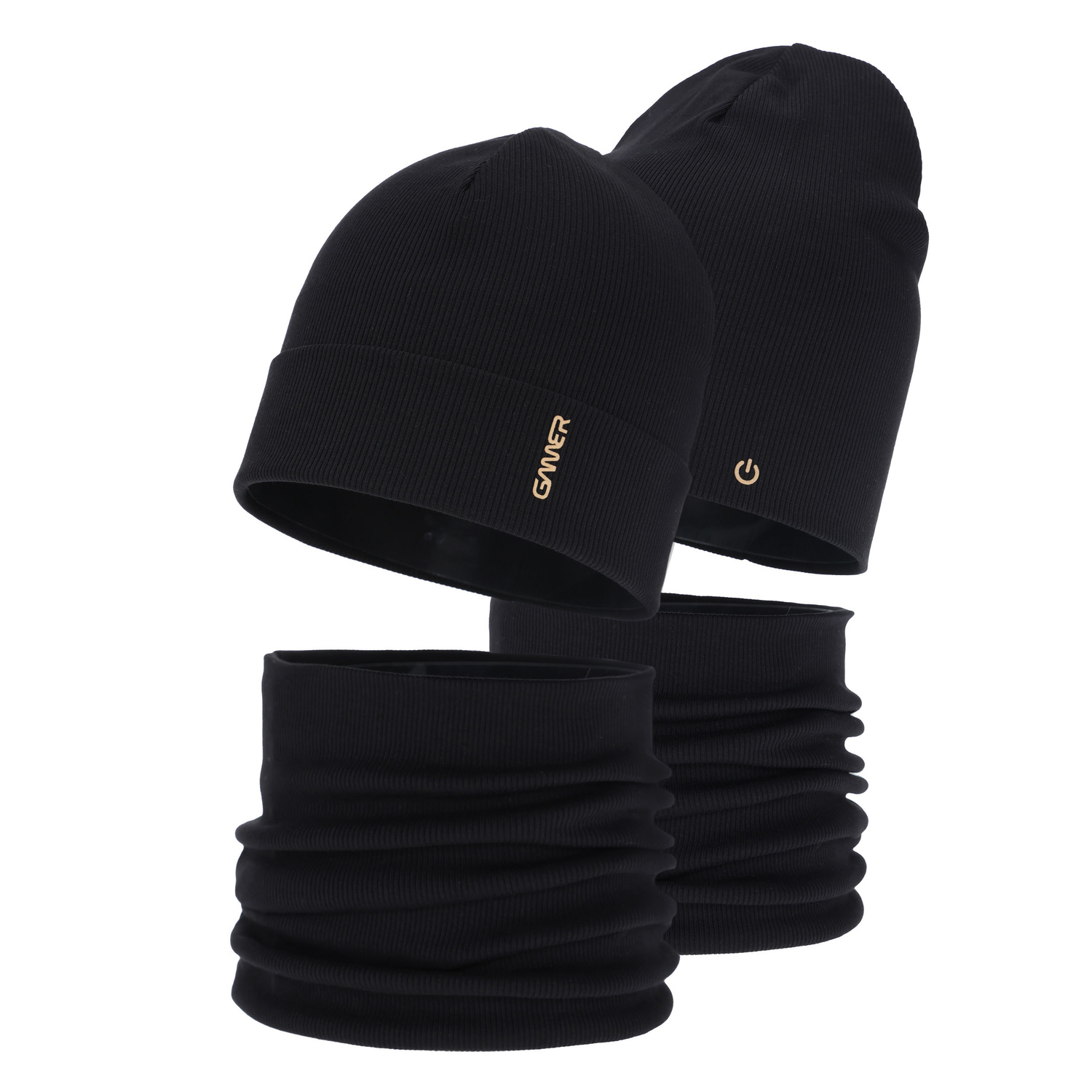 Set autunno/primavera bambino (berretto e scaldacollo), nero, cotone, Desider