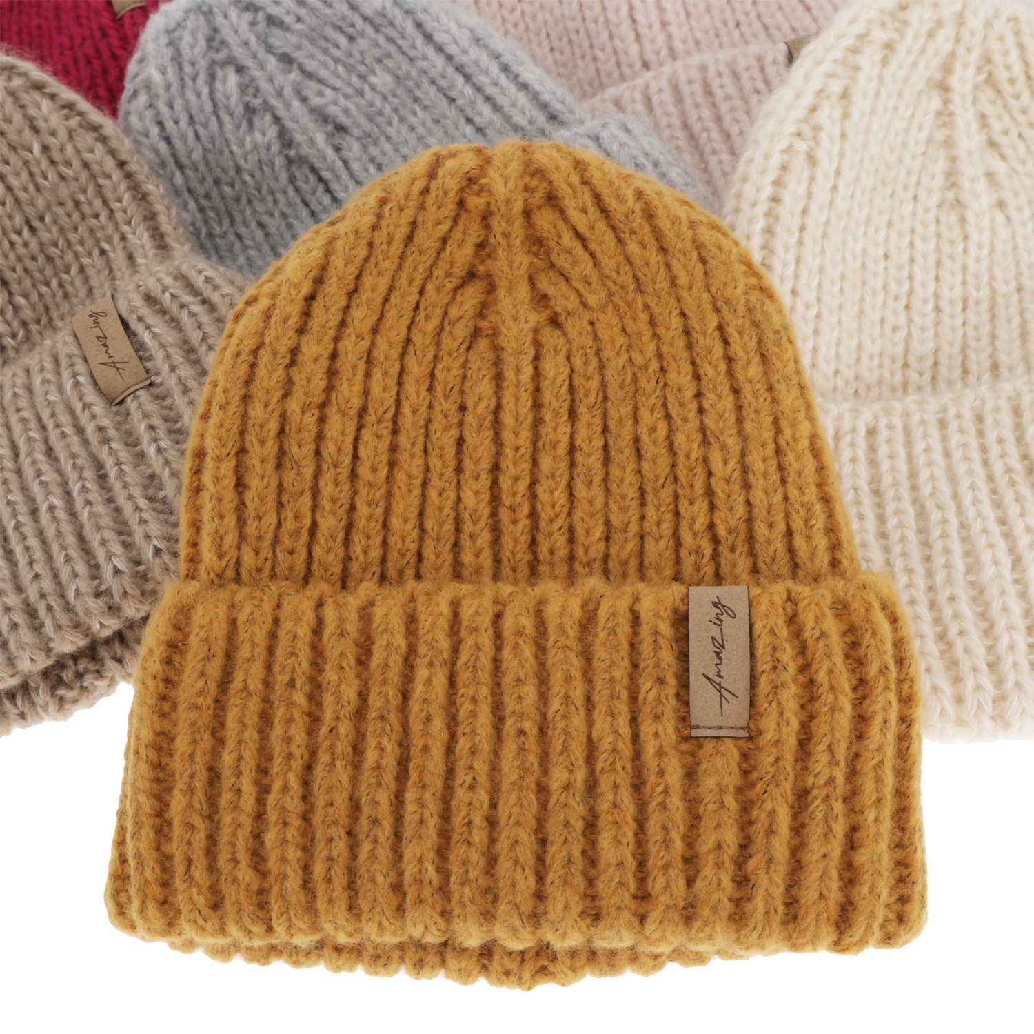 Berretto invernale donna, beige, 100% Lana Merino, Caro