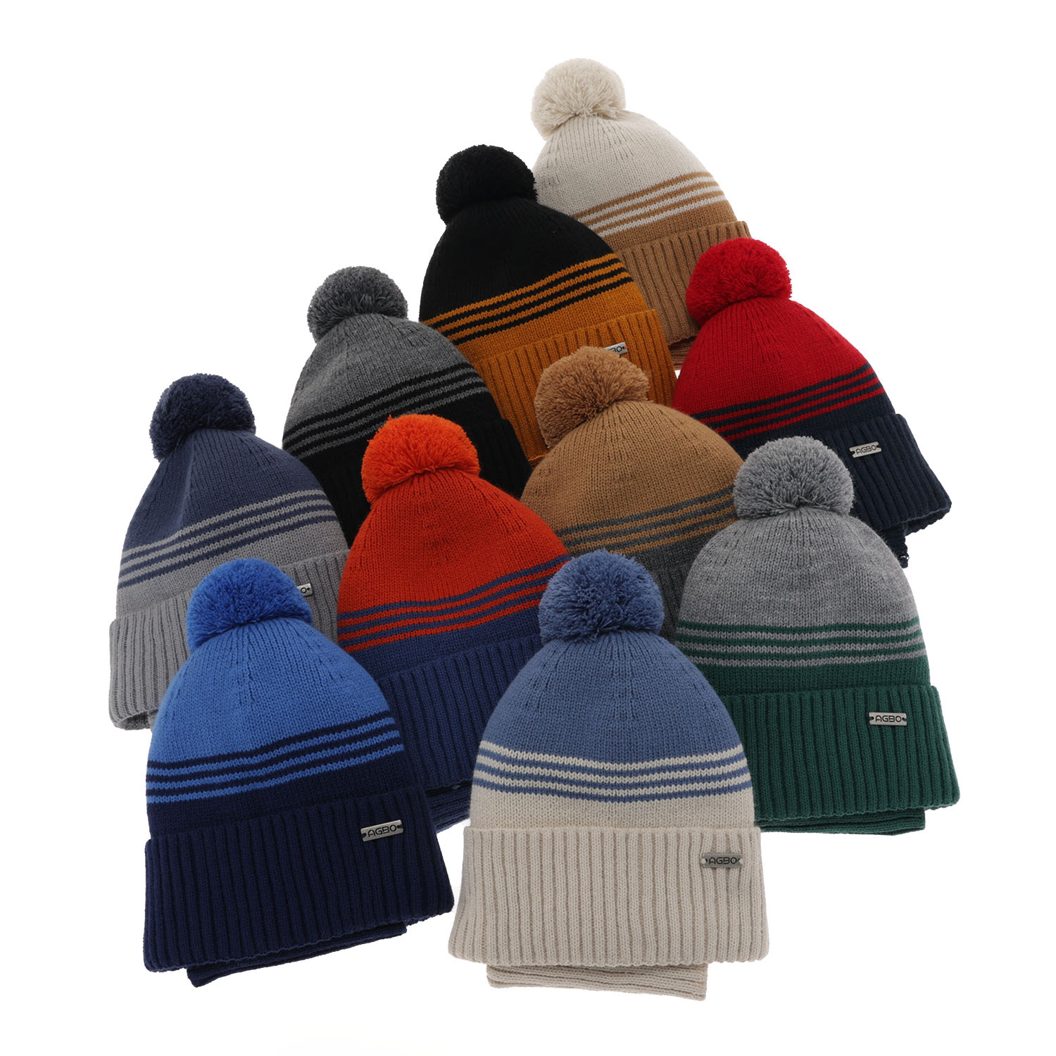 Set invernale bambino: berretto e scaldacollo, verde, con pompon, Pallas