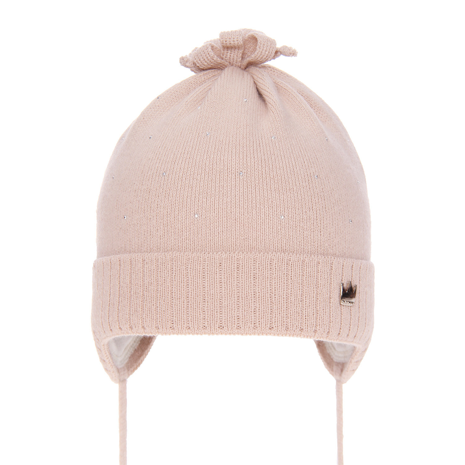 Berretto autunno/primavera bambina, beige, con lacci, Oliwka