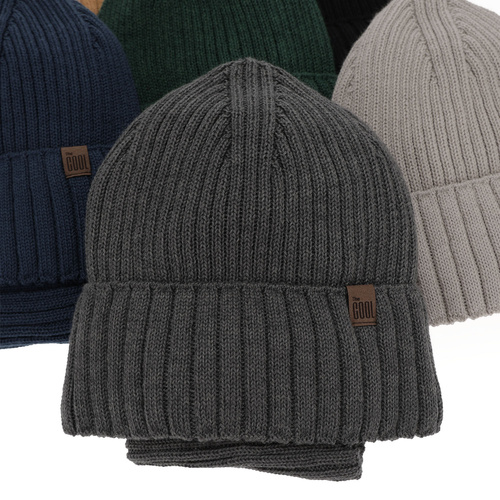 Set invernale bambino: berretto e scaldacollo, grigio, 100% Lana Merino, Metis