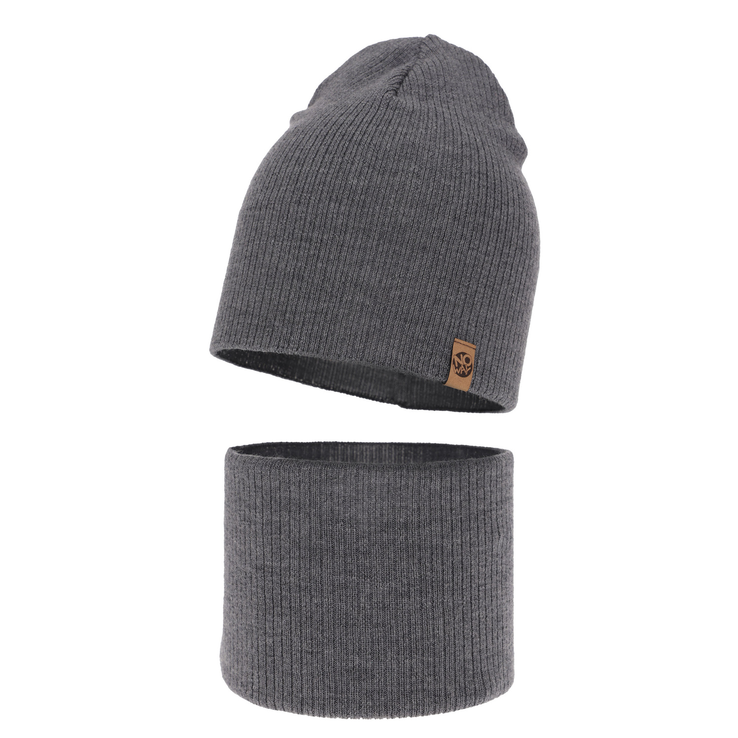 Set autunno/primavera bambino: berretto e scaldacollo, grigio, 100% Lana Merino, Richi