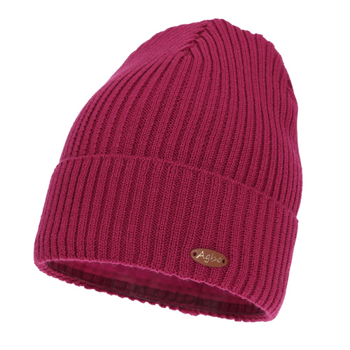 Berretto invernale da donna, amaranto, con lana Merino Shila