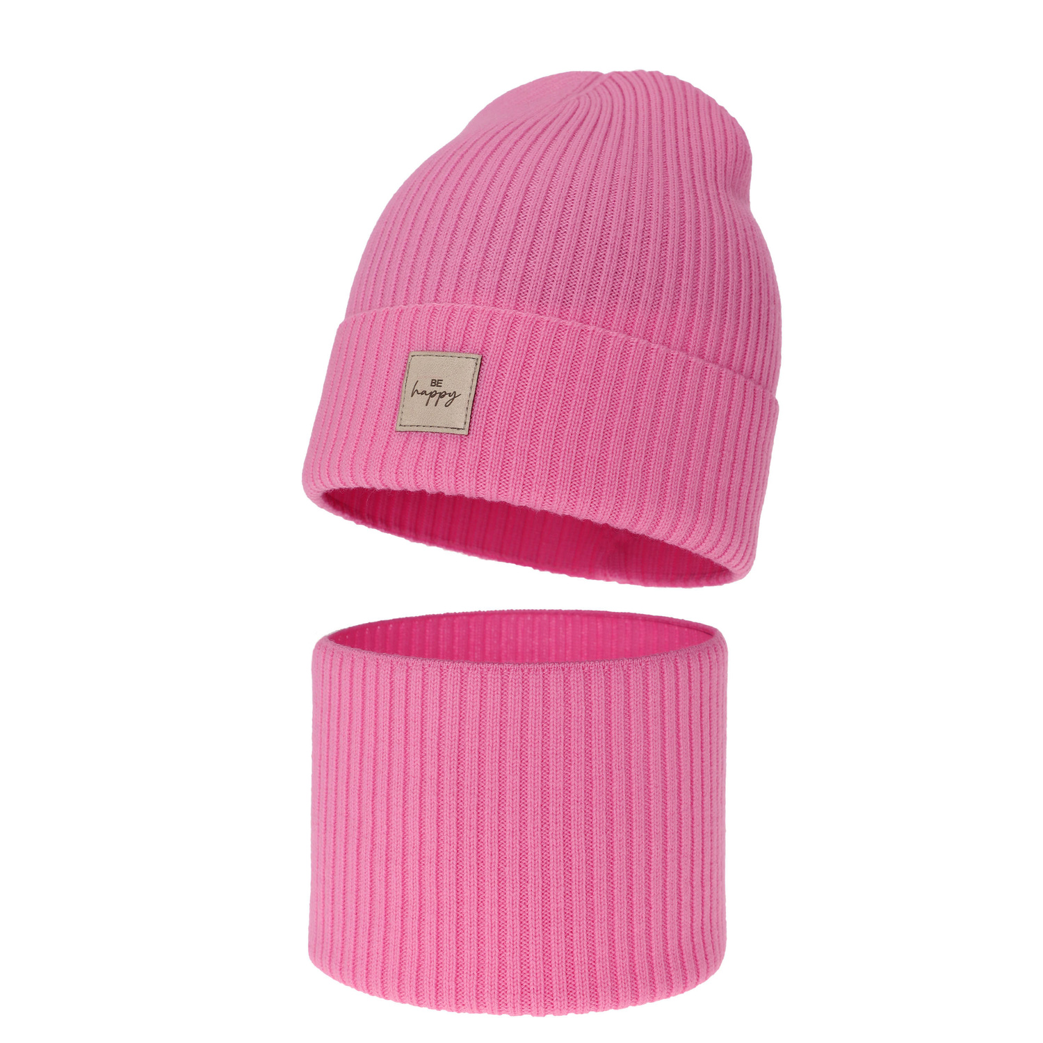 Set autunno/primavera bambina: berretto e scaldacollo, rosa, 100% Lana Merino, Vanita