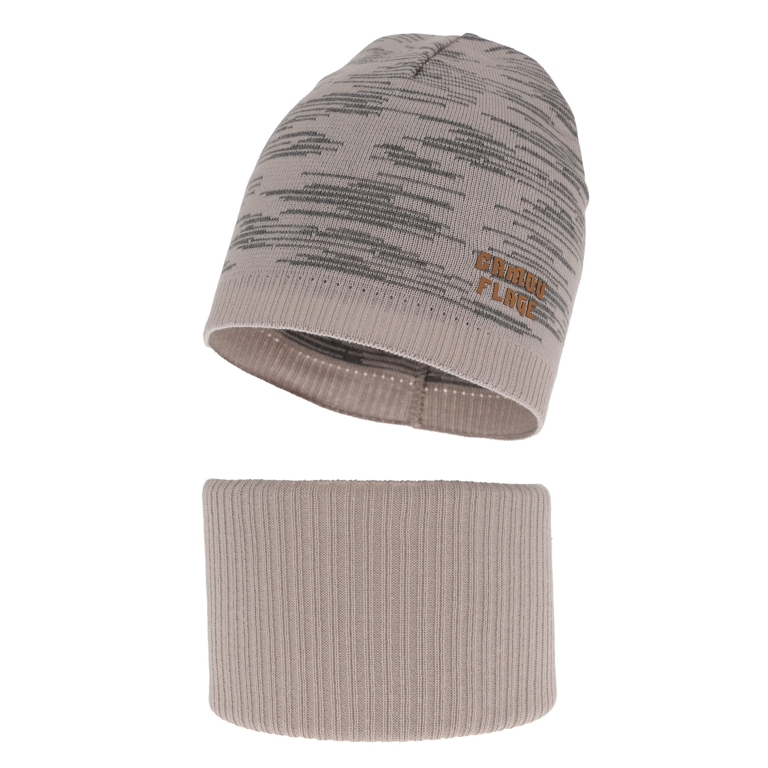Set autunno/primavera bambino: berretto e scaldacollo, con cotone, beige, Carter