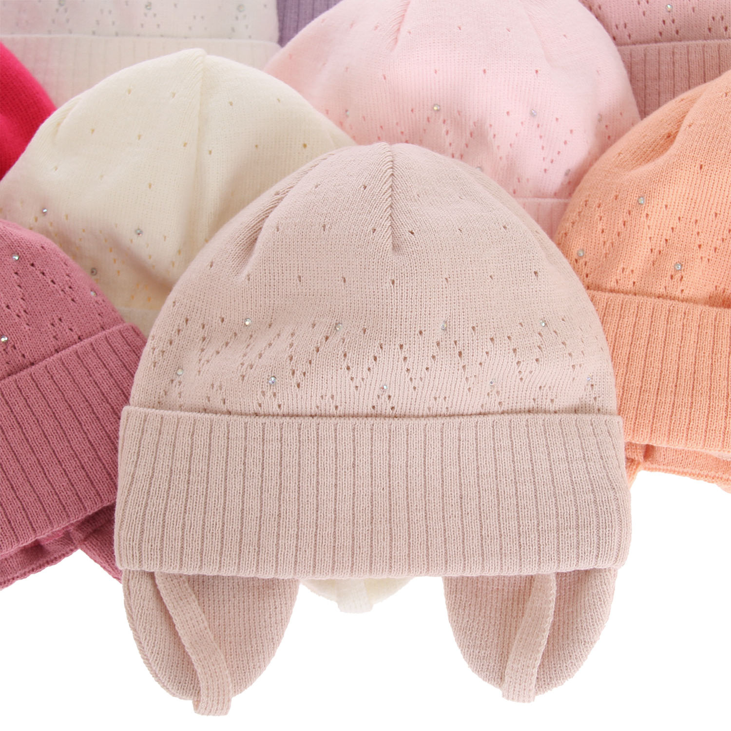 Berretto autunno/primavera bambina, beige, con lacci, Apka