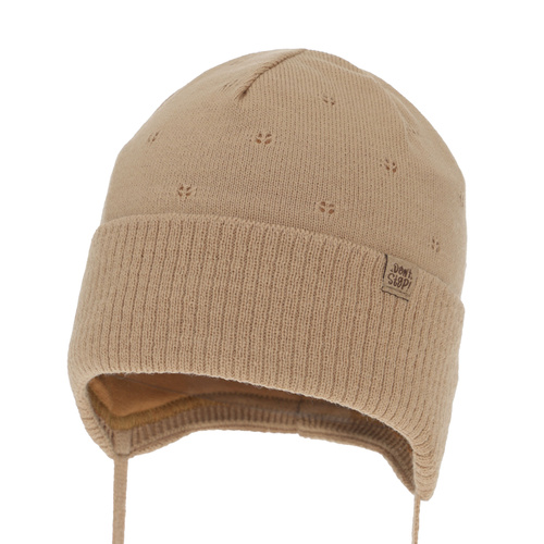 Berretto autunno/primavera bambino, camel, con lacci, Leif