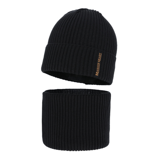 Set cappello e scaldacollo bambino autunno, primavera, con cotone, nero, Norwin