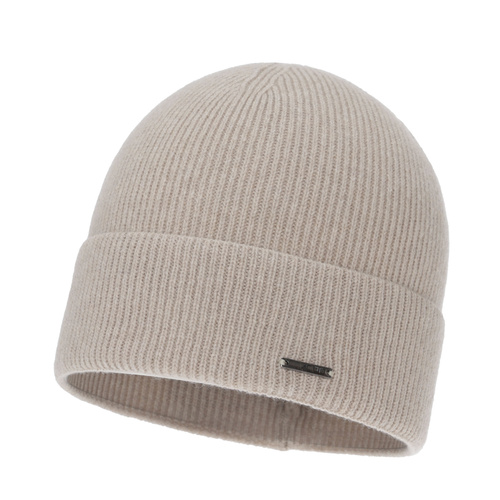 Berretto autunno/inverno donna, beige chiaro, con lana merino e cashmere, Sindra