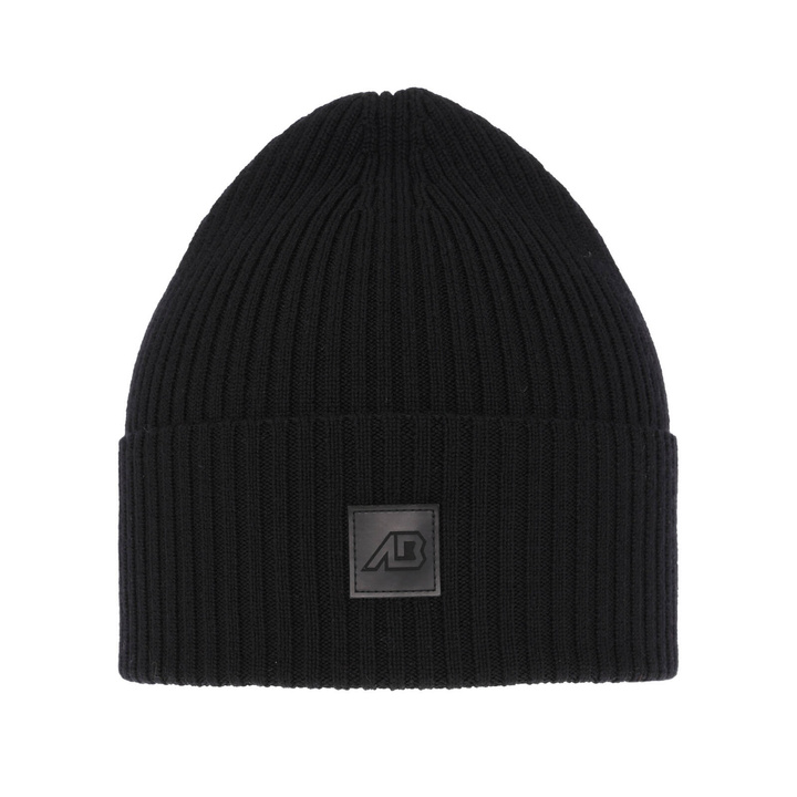 Berretto invernale uomo, nero, 100% Lana Merino, Matias