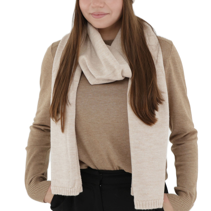 Sciarpa invernale donna, beige, 100% Lana Merino, Elonia