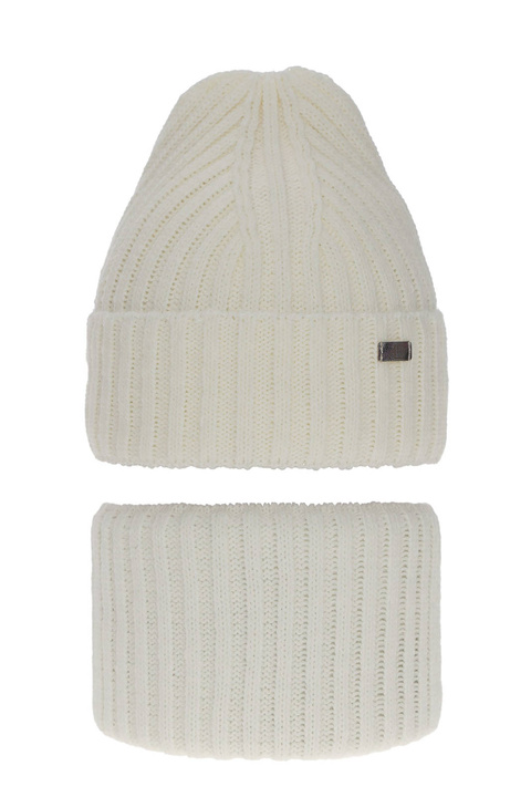 Set invernale bambina: berretto e scaldacollo, crema, Valentine