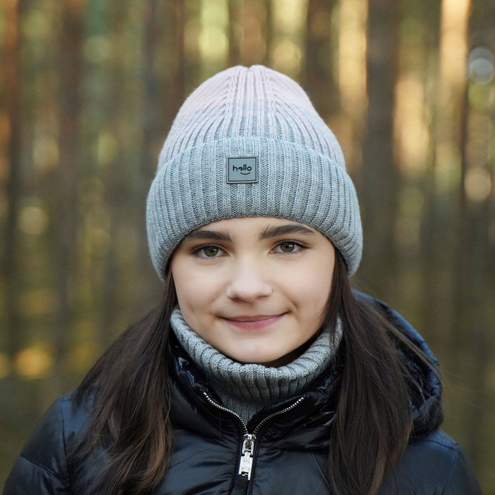 Set invernale bambina: berretto e scaldacollo, grigio, Tasha