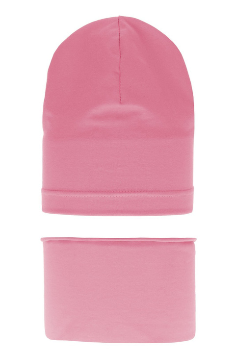 Set autunno/primavera bambina: berretto e scaldacollo, rosa, in cotone, Hazelka