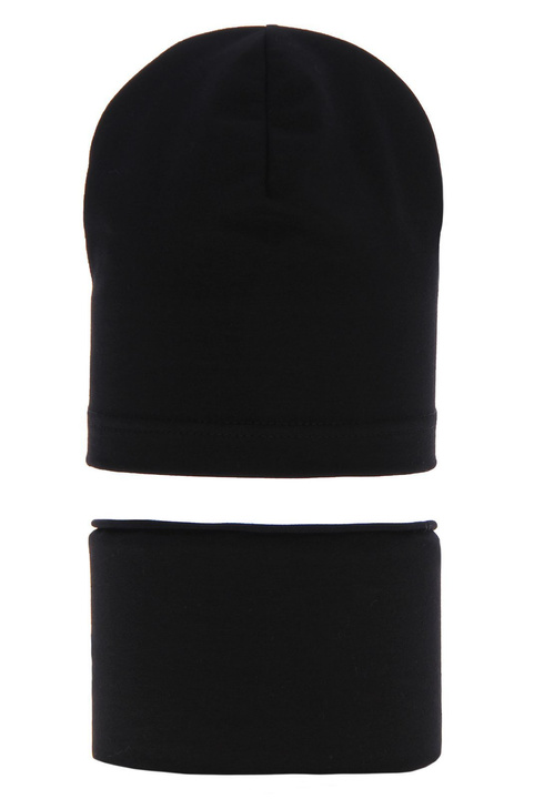 Set autunno/primavera bambino: berretto e scaldacollo, cotone, nero, Hazel