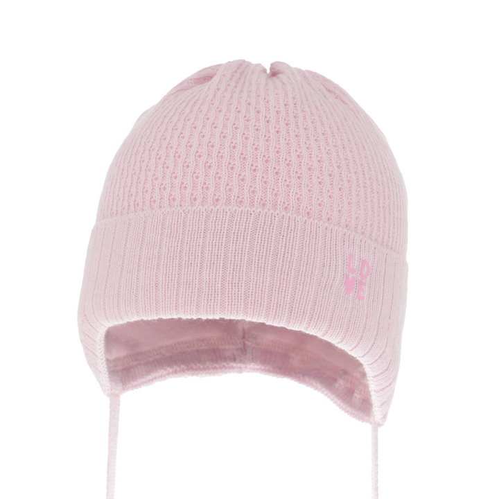 Berretto autunno/primavera bambina, lilla, con lacci, ażurowa, Camilla