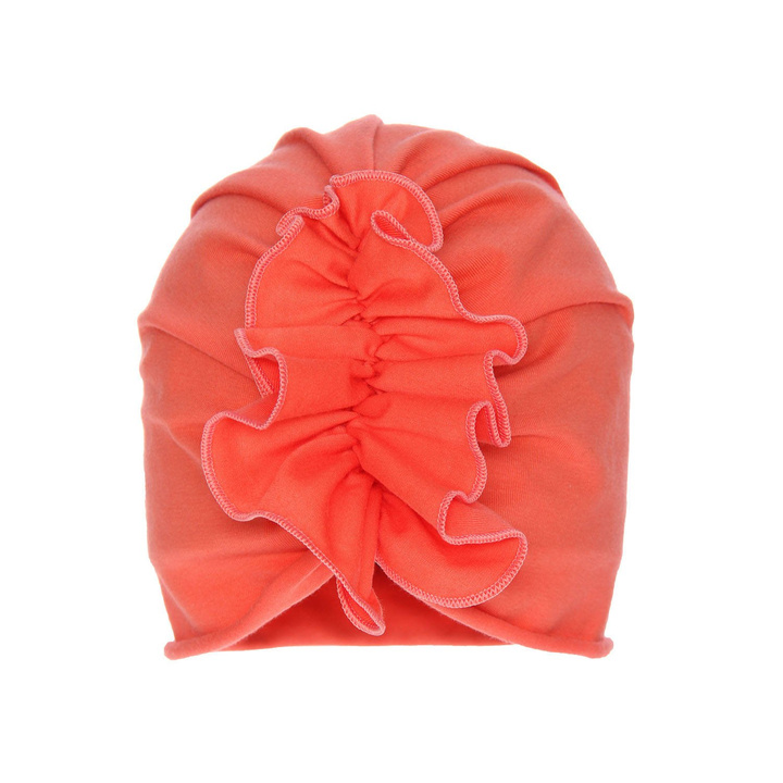 Berretto autunno/primavera bambina, corallo, con arricciatura, Werka