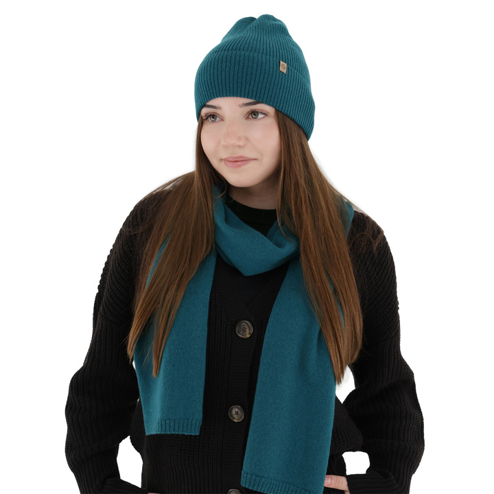 Sciarpa invernale donna, smeraldo, lana merino con cashmere, Irenia