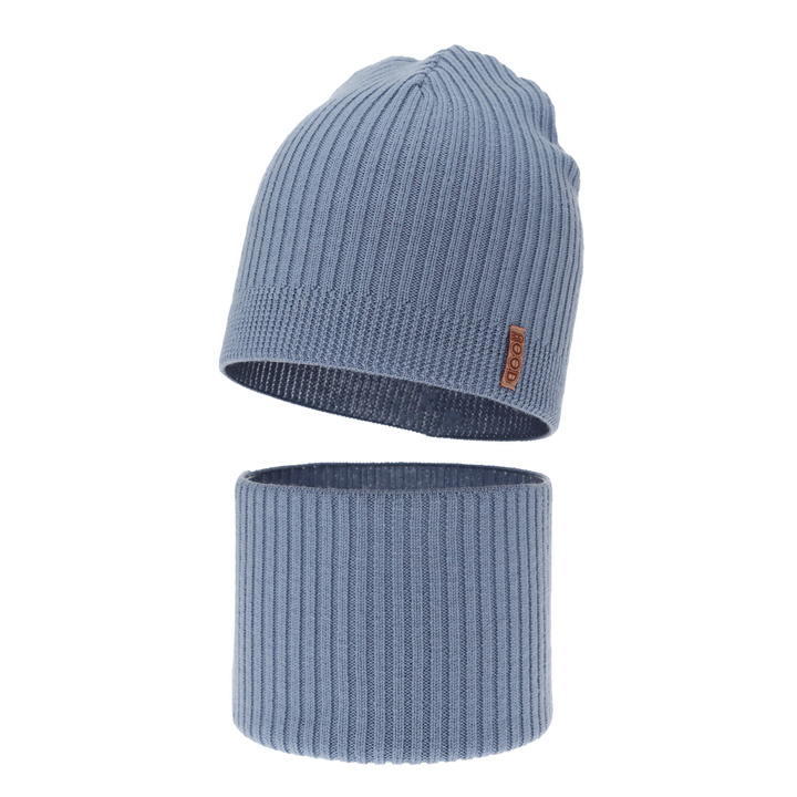 Set autunno/primavera bambino: berretto e scaldacollo, blu, 100% Lana Merino, Chester