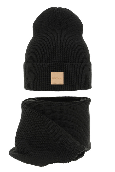 Set invernale donna: berretto e sciarpa, nero, Nathalie