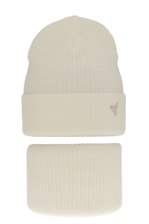 Set invernale bambina: berretto e scaldacollo, crema, Rosetta