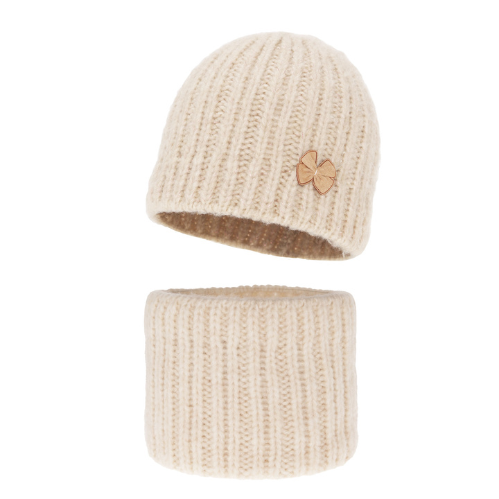 Set invernale bambina: berretto e scaldacollo, beige chiaro, Ingrid